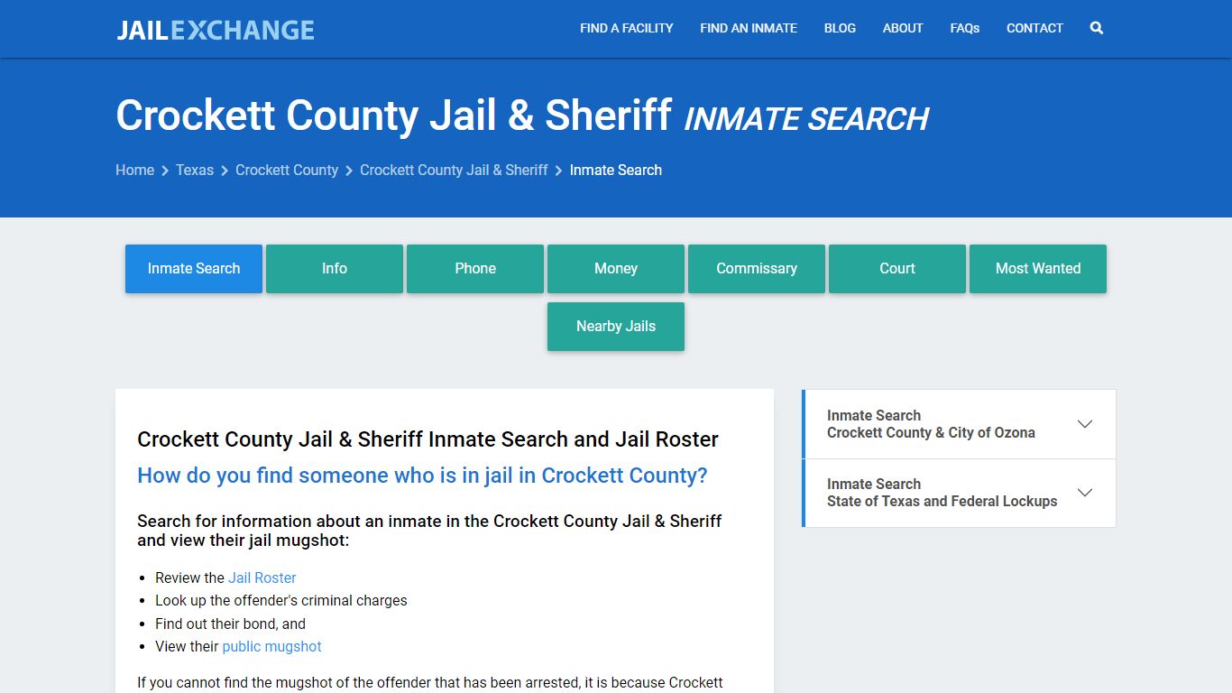 Crockett County Jail & Sheriff Inmate Search - Jail Exchange